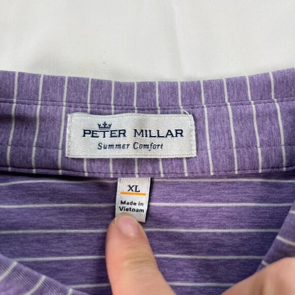 Share Peter Millar Summer Comfort Golf Polo Men's Extra Large White Purple Short - Picture 5 of 6